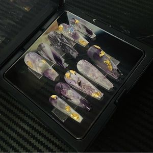 Custom purple coffin press on nails